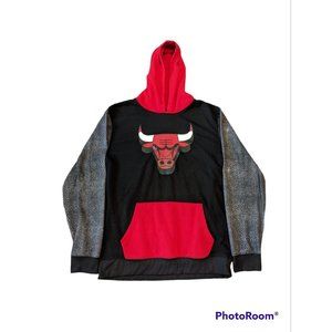 NBA U Chicago Bulls Hoodie Sweater Bulls Sleeve Accent Black Men's Size XL/XXL